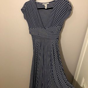 ModCloth Tea-Length Striped Dress
